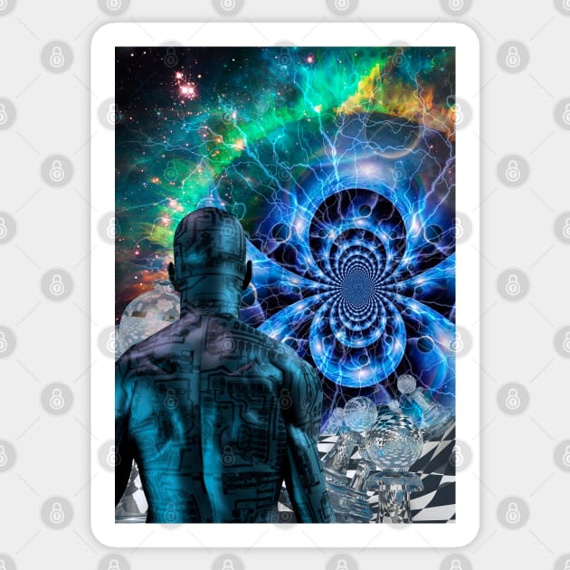 Cyborg in surreal space Sticker by rolffimages